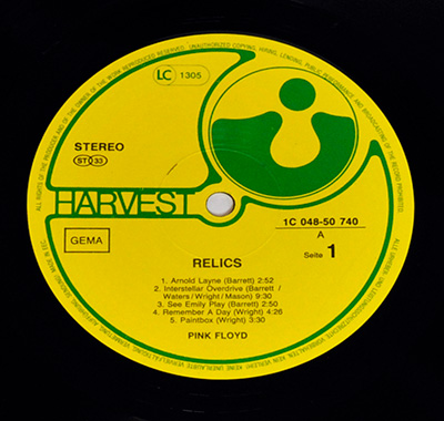 PINK FLOYD - Relics (EEC Germany) record label